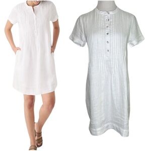 Faherty Gemina Shirt Dress Size XS NWT White 100% Linen Relaxed Capsule Wardrobe